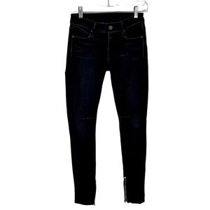 RtA Road to Awe Dark Wash Mid-Rise Skinny Jeans with Zipper‎ Hem SZ 24